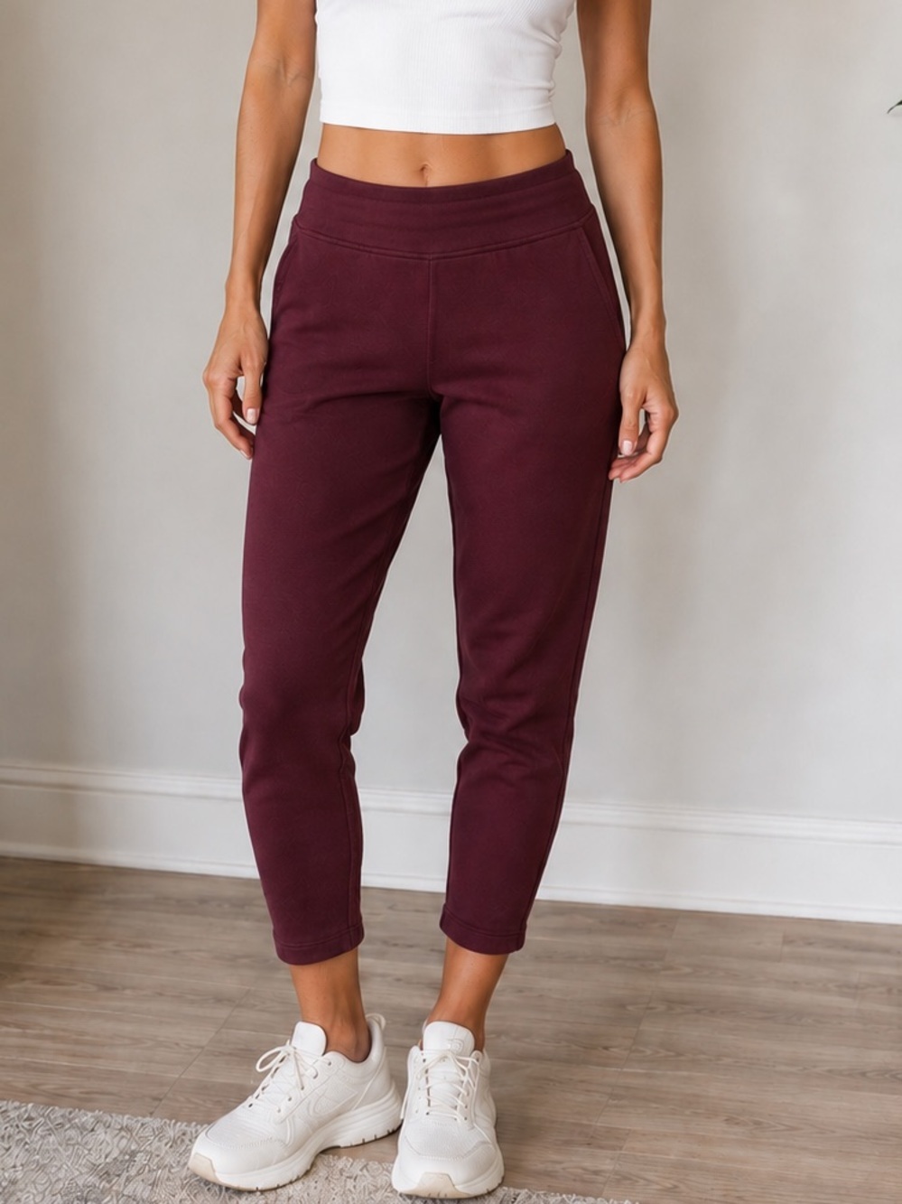 Lululemon Sweatpant Inspired Ankle Crop Jogger Pant - Bordeaux Drama